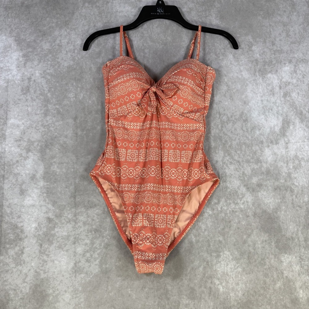Robin Piccone Swimsuit Isla Plunge One Piece Body Shaping Terracotta Size 8 NWOT - Picture 2 of 7